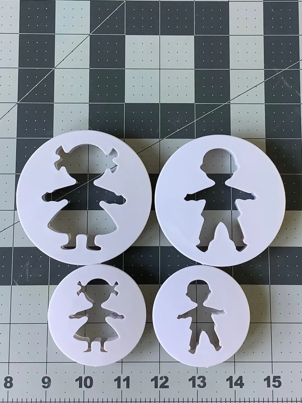 Set of 4 Boy & Girl Cookie Cutters – 2 Sizes Fondant Clay Baking Molds